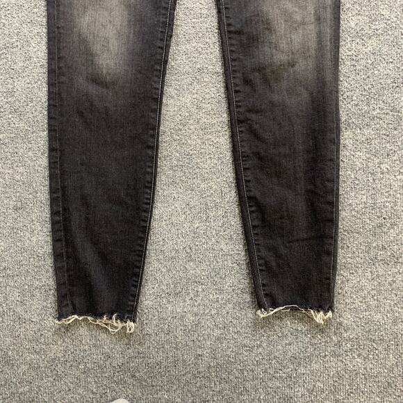 Mavi Jeans Womens 27 Faded Black Denim Whiskered Stretch Fringe Hem Cropped - Picture 3 of 12